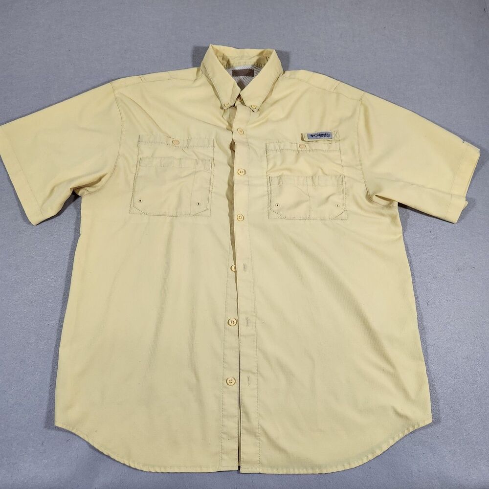 Columbia Shirt Mens XL PFG Omni-Shade Fishing Outdoor Vented Yellow